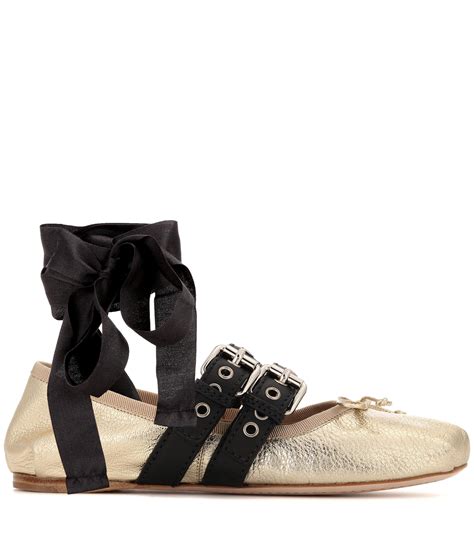 miu miu ballerina shoes|ballerina leather shoes.